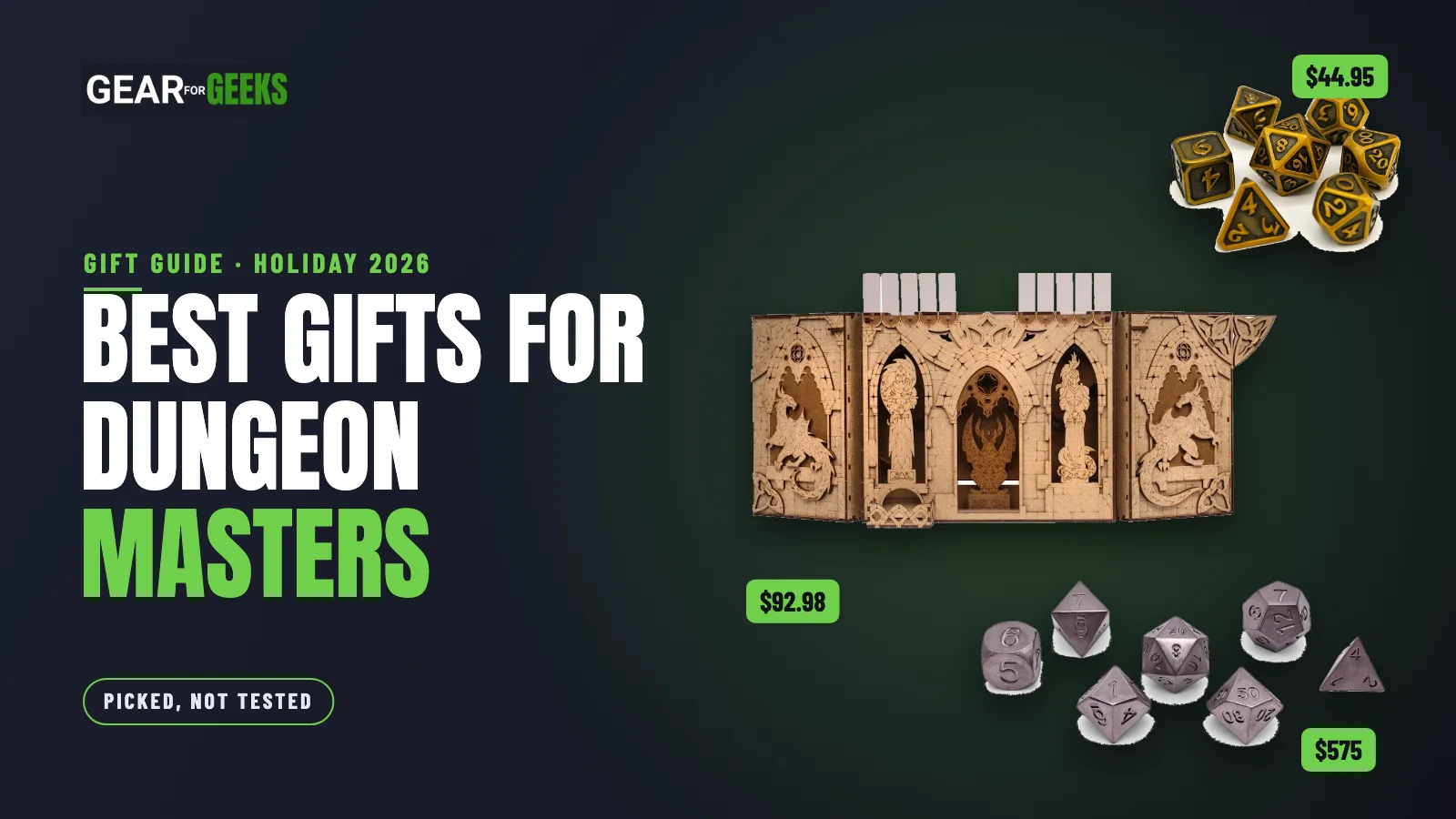 Best gifts for Dungeon Masters: a carved DM screen, gold metal dice and titanium dice