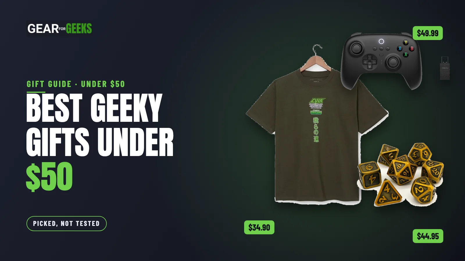 Best geeky gifts under $50: a tee, an 8BitDo controller and metal dice