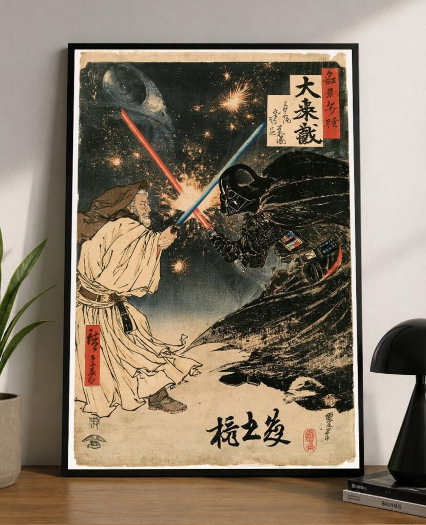 Obi-Wan vs Vader ukiyo-e print