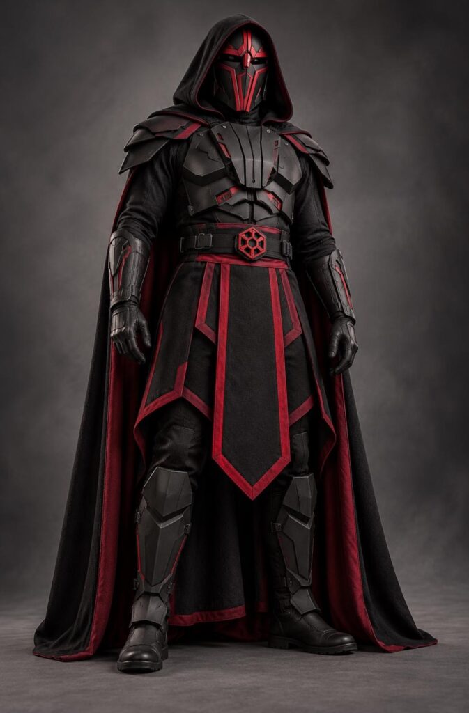 Sith Lord hooded cape, tunic and belt set