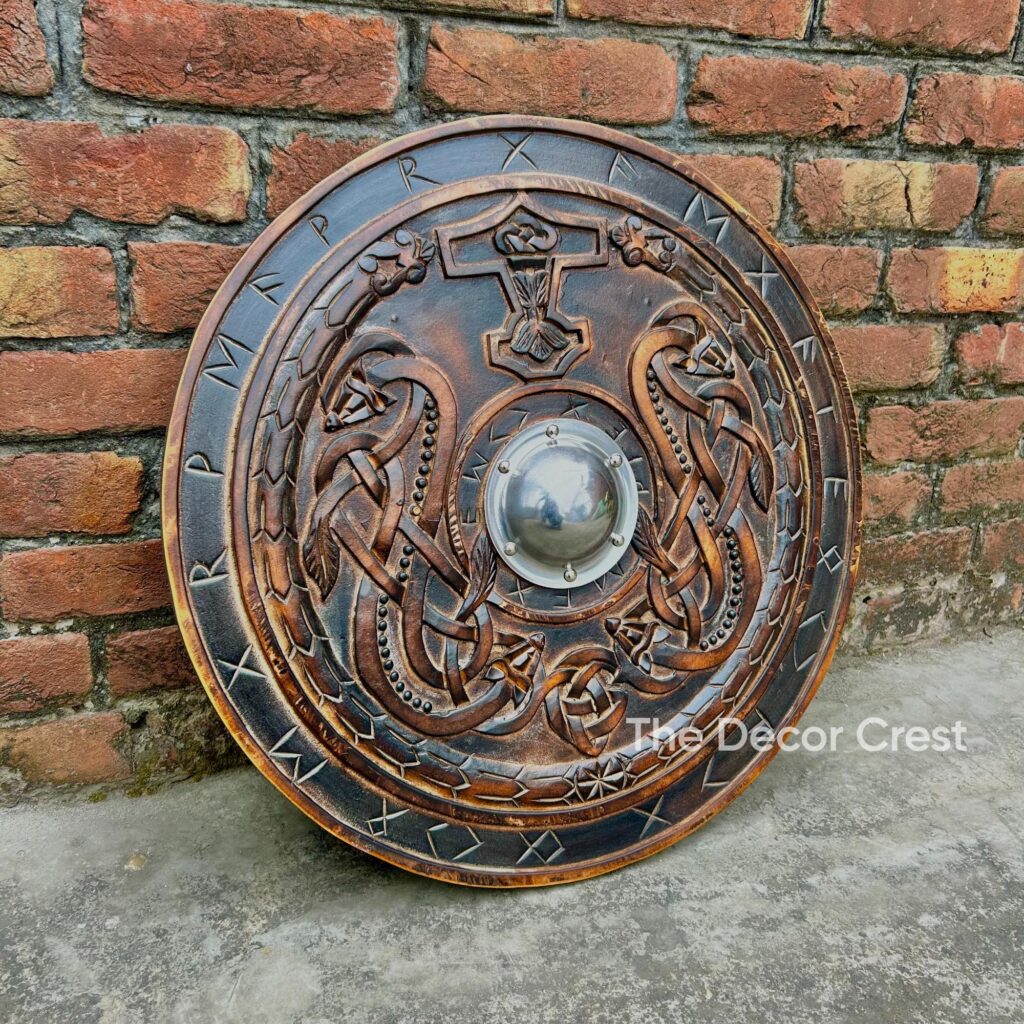 Handcrafted wooden Viking shield