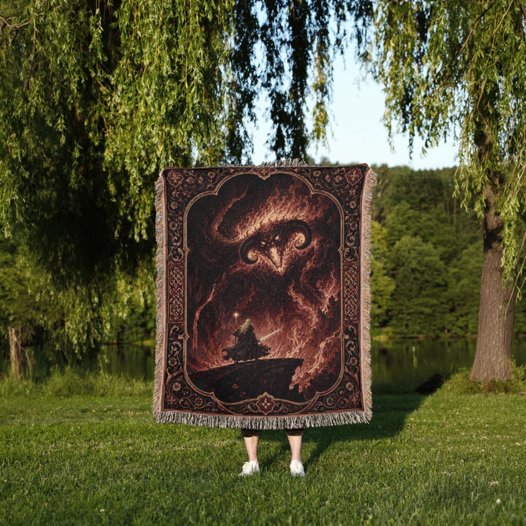 Gandalf vs Balrog woven blanket