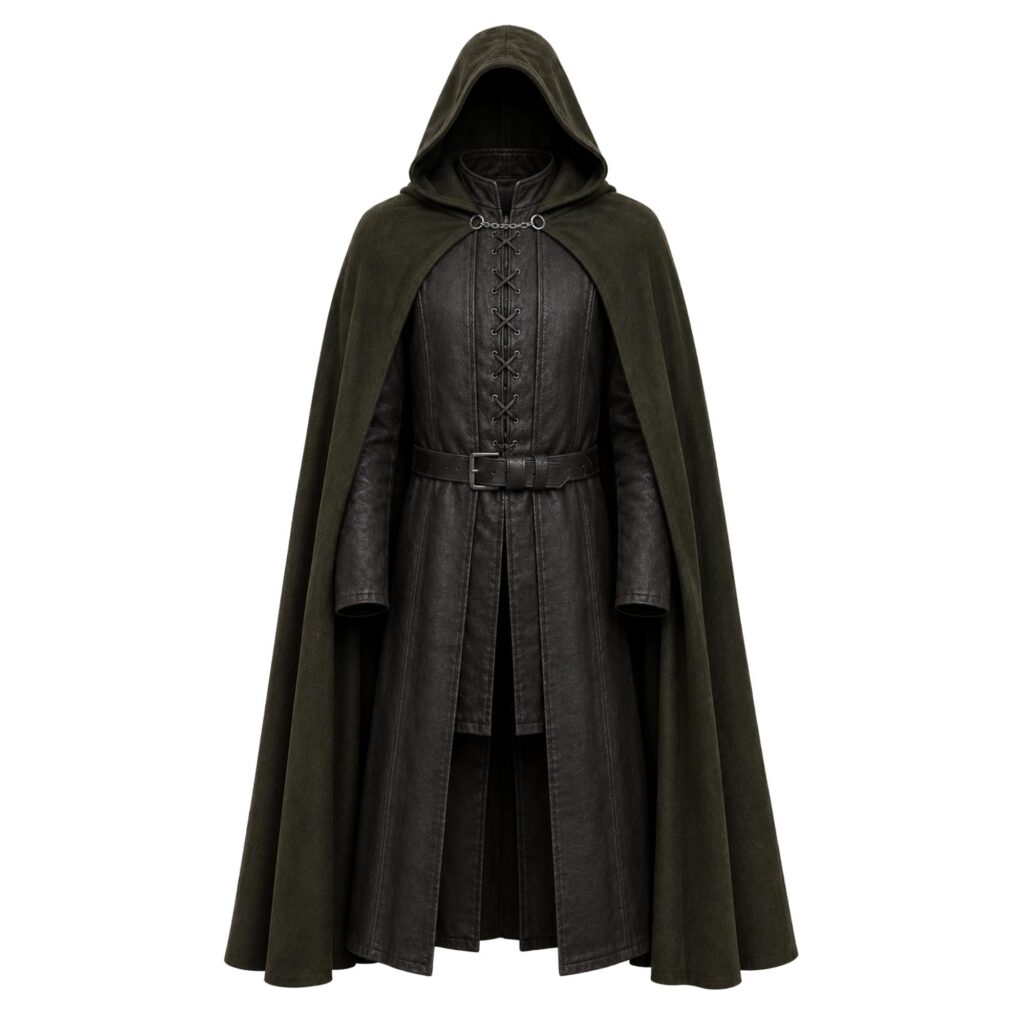 Aragorn ranger leather coat, vest and wool cloak