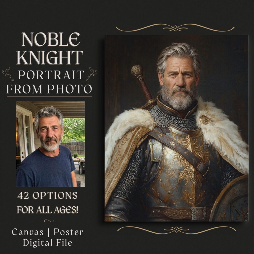 Custom knight portrait from your photo