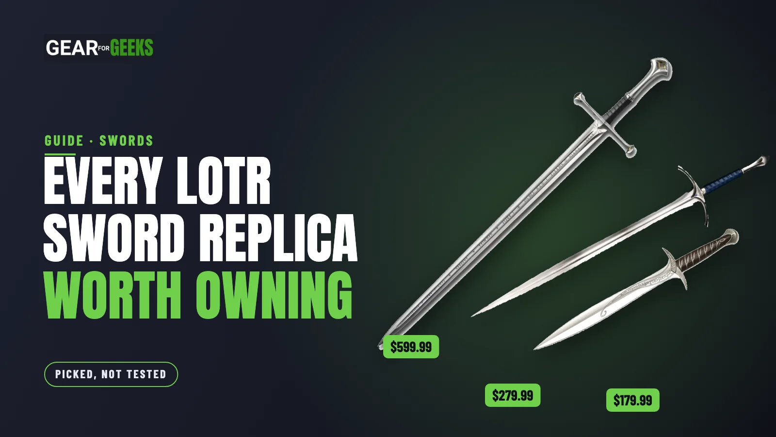 Andúril, Glamdring and Sting sword replicas